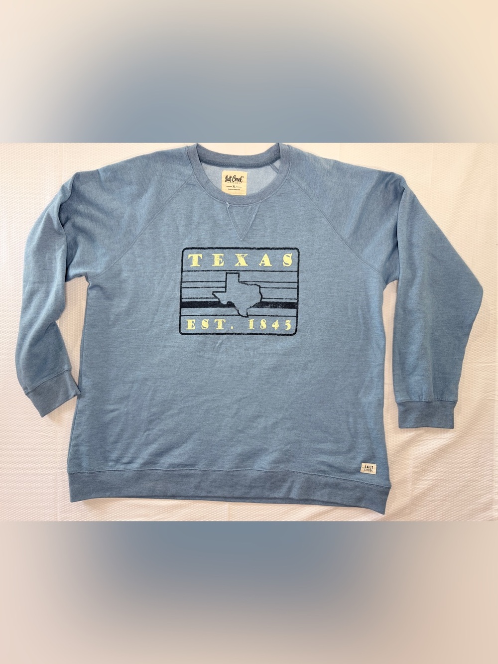 XL Men's Texas Graphic Crewneck Soft Sweatshirt Long Sleeve Light Blue
